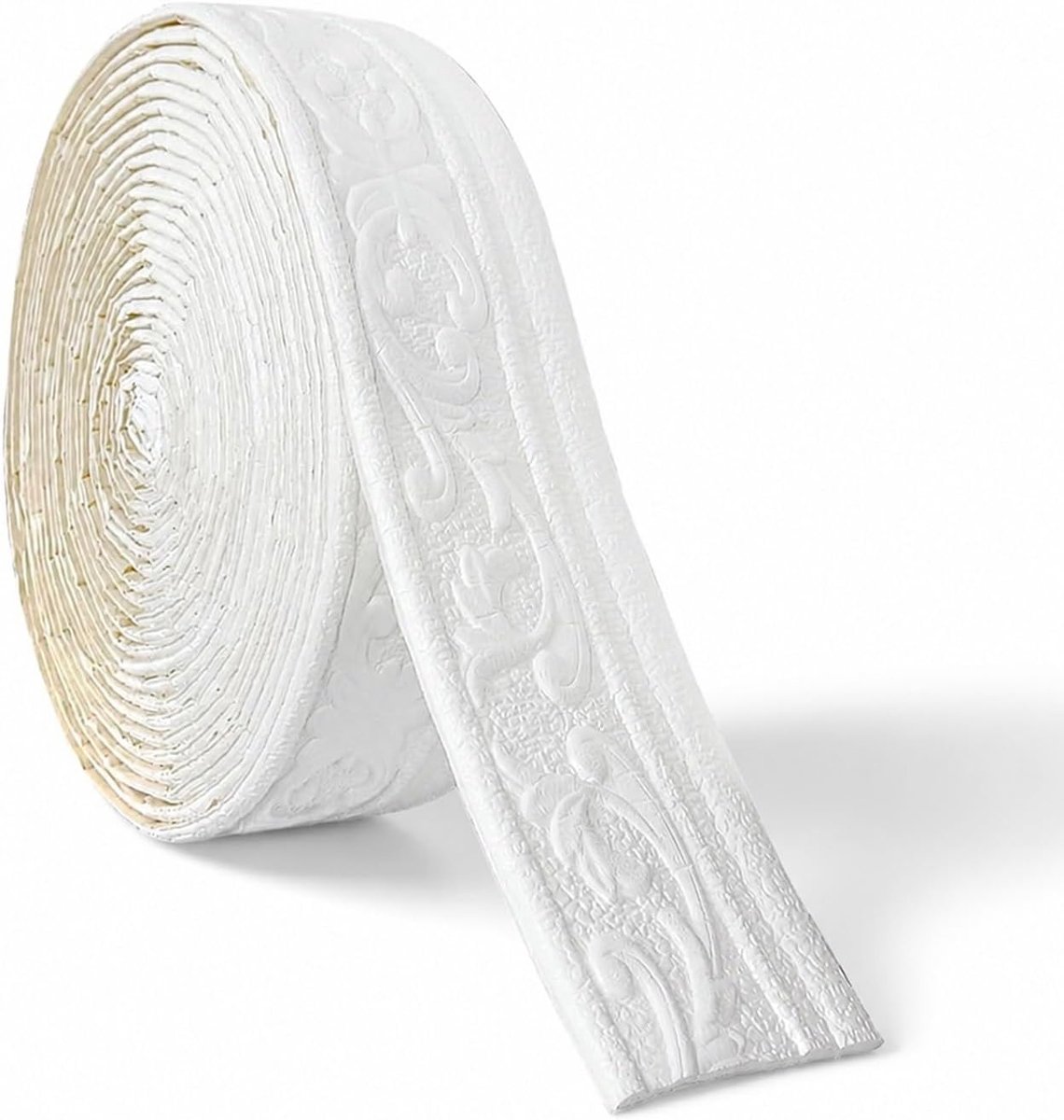 Zelfklevende rand, wit, 10 m x 8 cm, sierlijsten, zelfklevend, stuclijsten, muur, waterdichte behangrand - ShopVlot