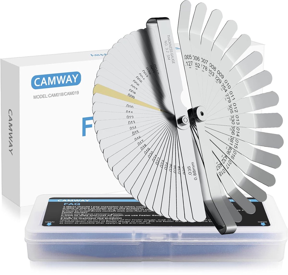 CAMWAY Feeler Gauge Set 16Pcs Blades Stainless Steel Feeler Gauge and 32Pcs Blades Steel Feeler Gauge - ShopVlot