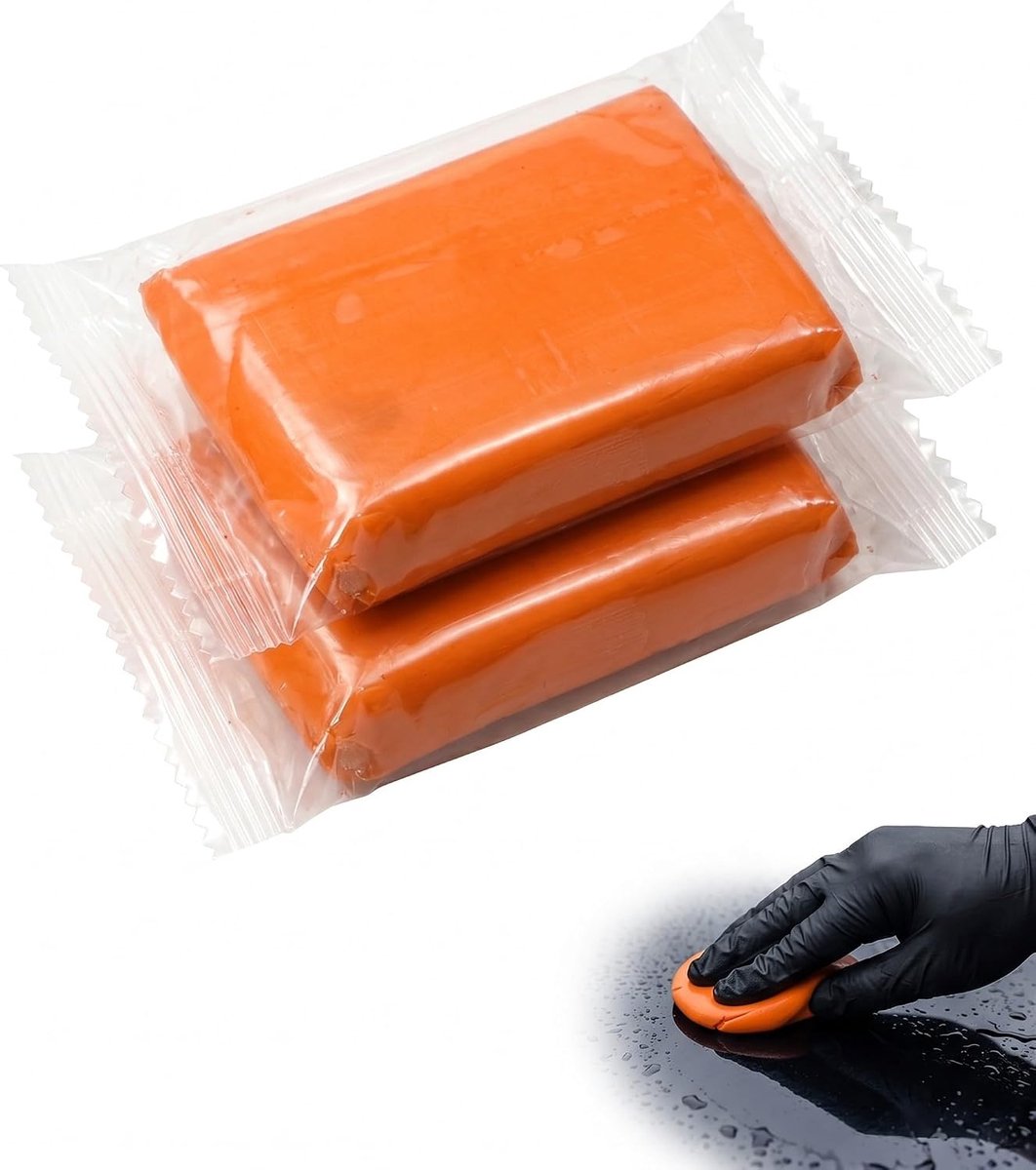 Reinigingsklei voor auto, oranje, 2 stuks, diepe ontsmetting van autolak, verwijdert teer, roest en hars. Laat een - ShopVlot
