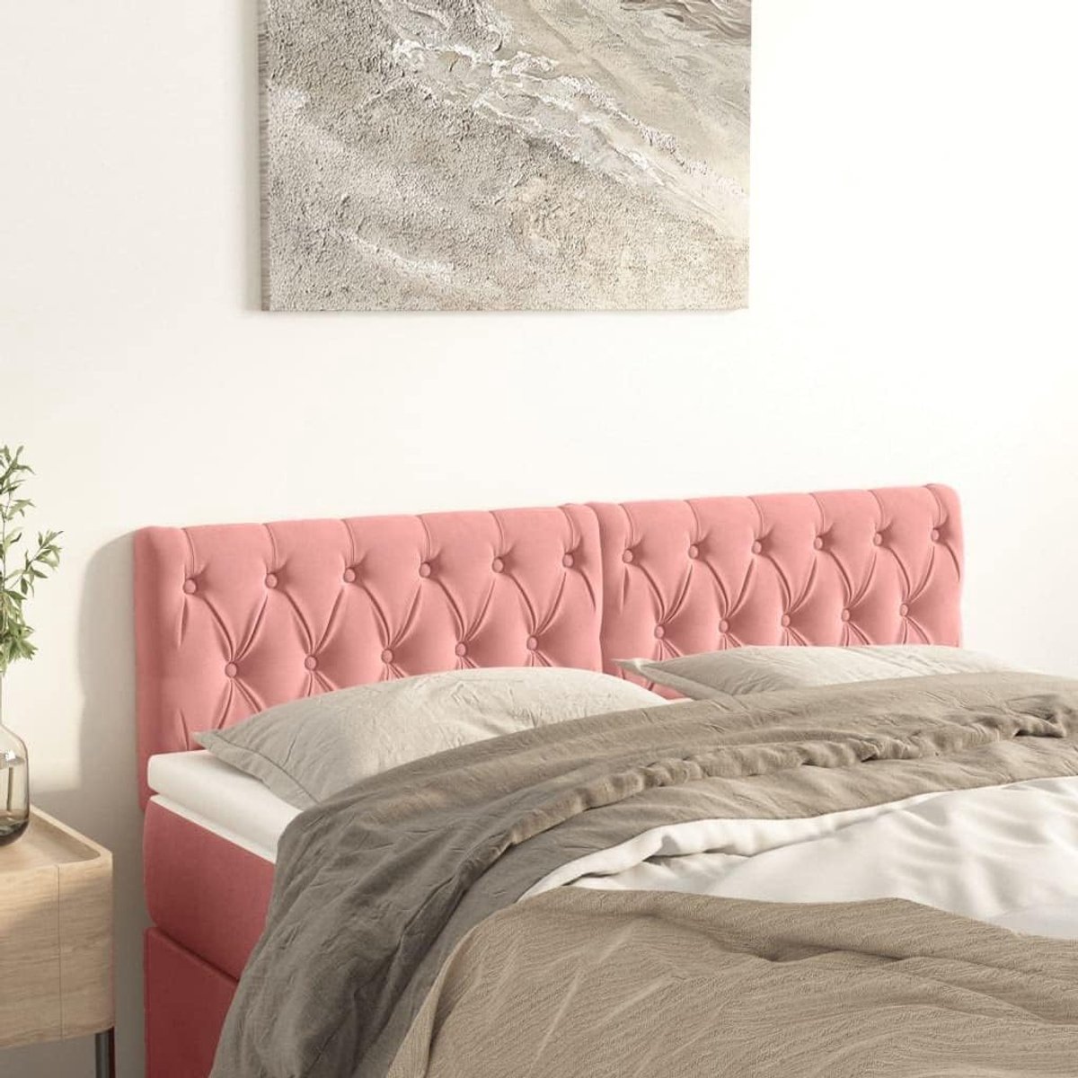 Hoofdsteunen 2 stuks roze 80 x 7 x 78 / 88 cm fluwelen hoofdeinde voor slaapkamer slaapkamer meubels hotels