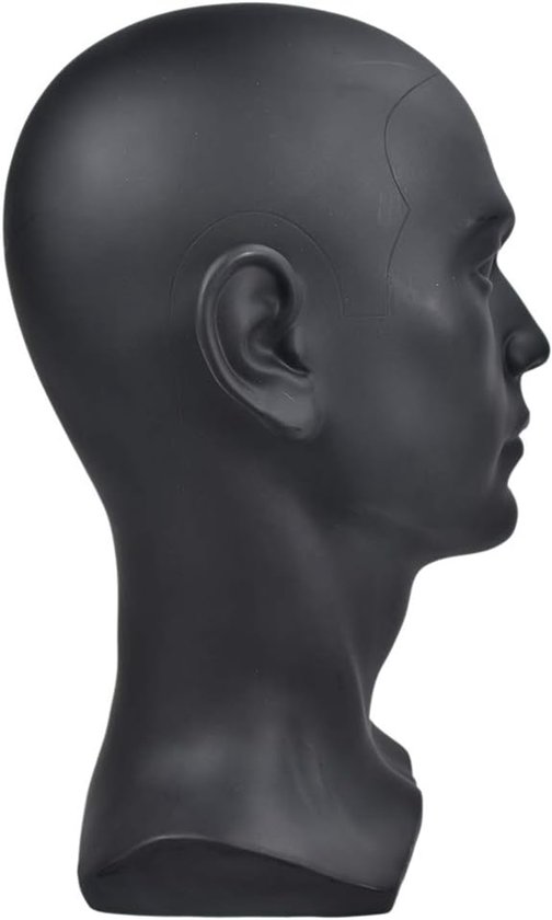 Sha Black Glossy Professional Male Mannequin Head for Display Headset, Headphone, Game Console, Hats, Wigs Jewellery — afbeelding 4