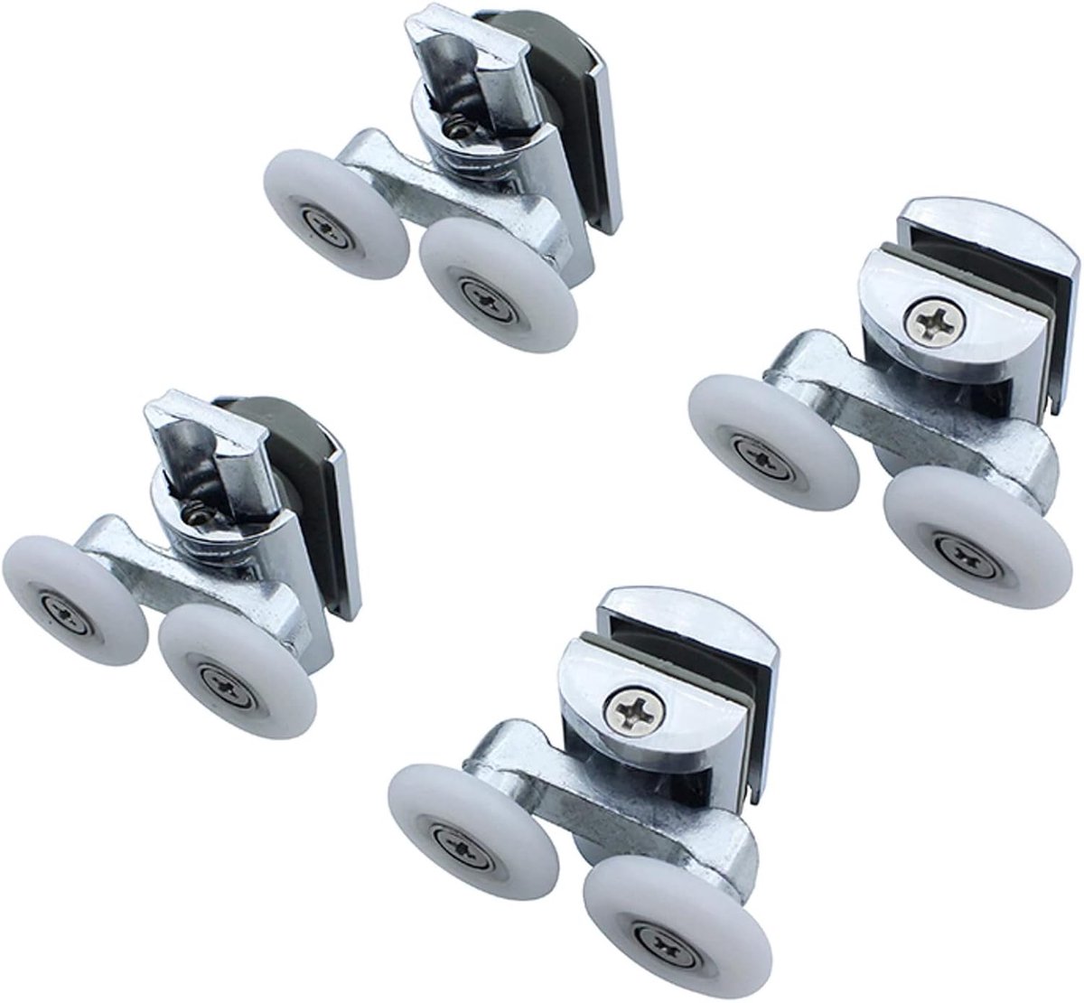 4 stuks dubbele wielen van zinklegering, 23 mm diameter, voor douchecabine, doucheruimte, douchewand
