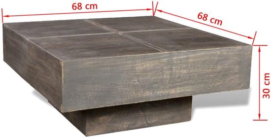 Salontafel voor de woonkamer, bijzettafel, functioneel donkerbruin, vierkant, massief hout, mango, woonkamer, slaapkamer — afbeelding 2