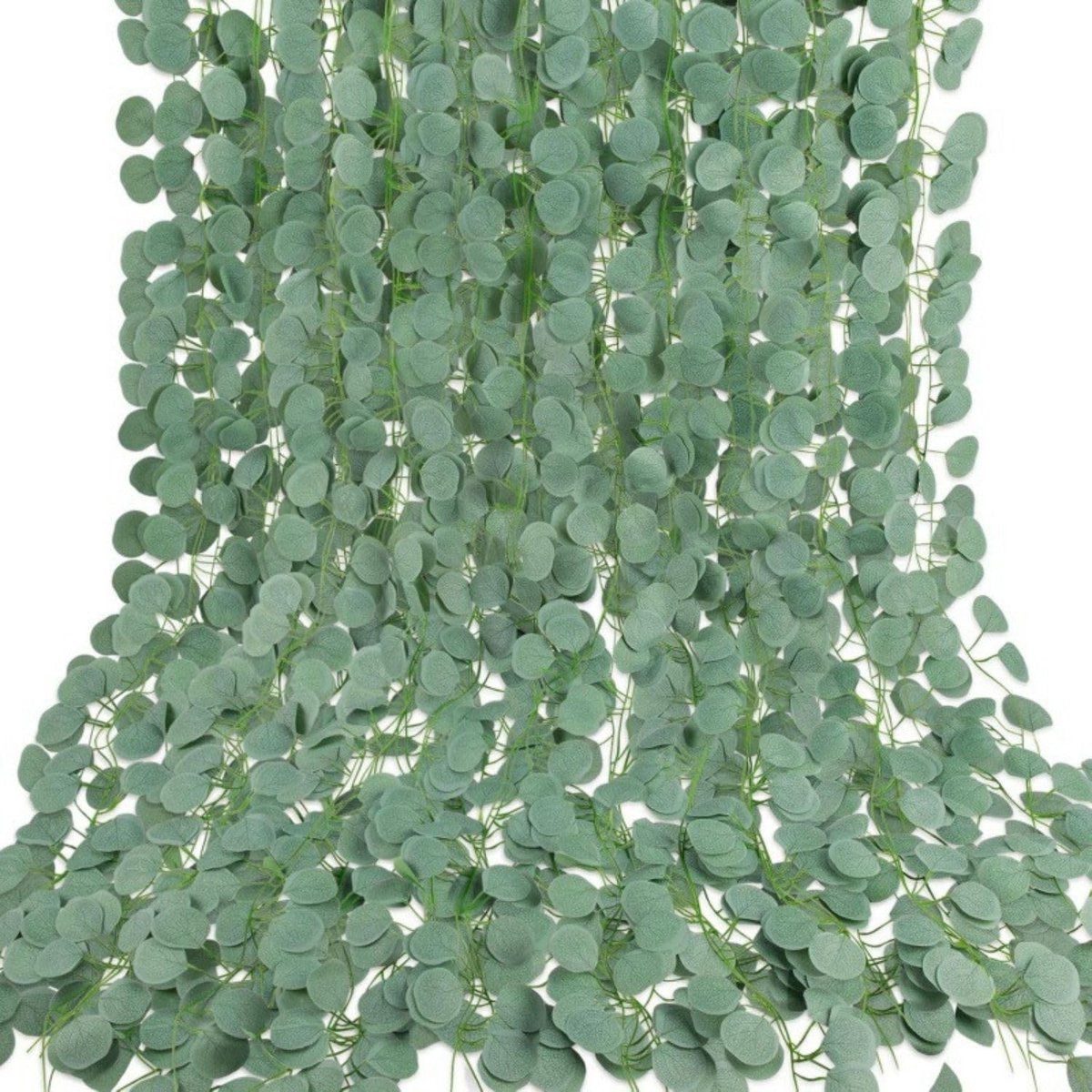 12 stuks eucalyptusslinger, 2,4 m kunstmatige eucalyptusdecoratie, lengte nep wijnstokken voor kamer en tuin, wanddecoratie, binnen en buiten, bruiloft, feest, wanddecoratie, balkondecoratie