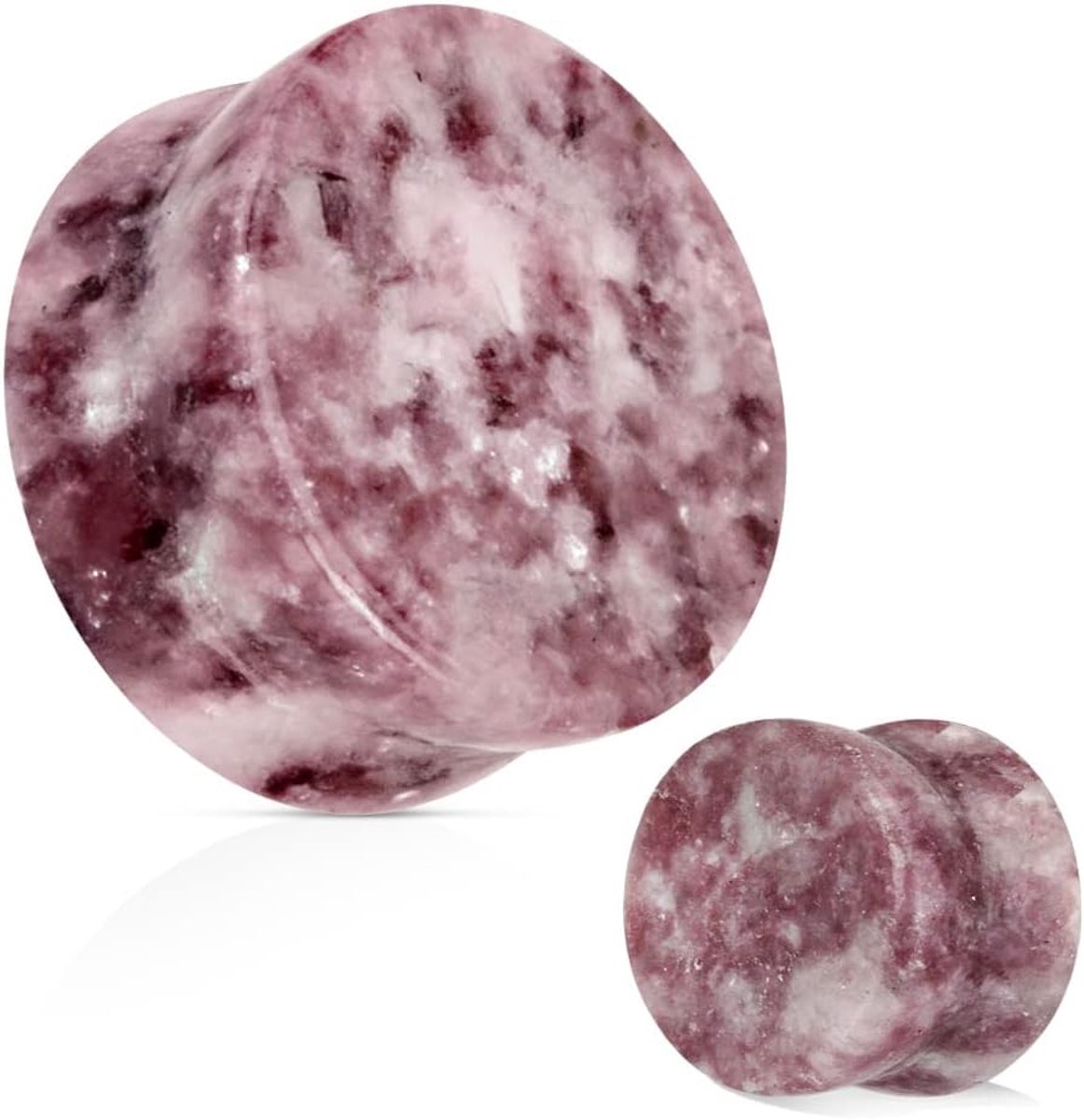 Moon-Devite natuursteen roze paars patroon oorpiercing oorsieraad tunnel Saddle Fit zadelsluiting 3-25 mm