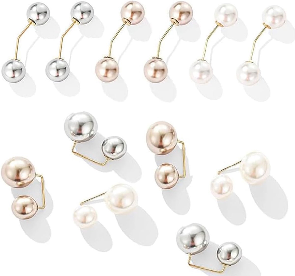 12 stuks broche met kunstparels voor dames, kunstparels, veiligheidsspelden, veiligheidsspelden, trui met dubbele kop voor bruiloft/banket voor bruiloft/banket