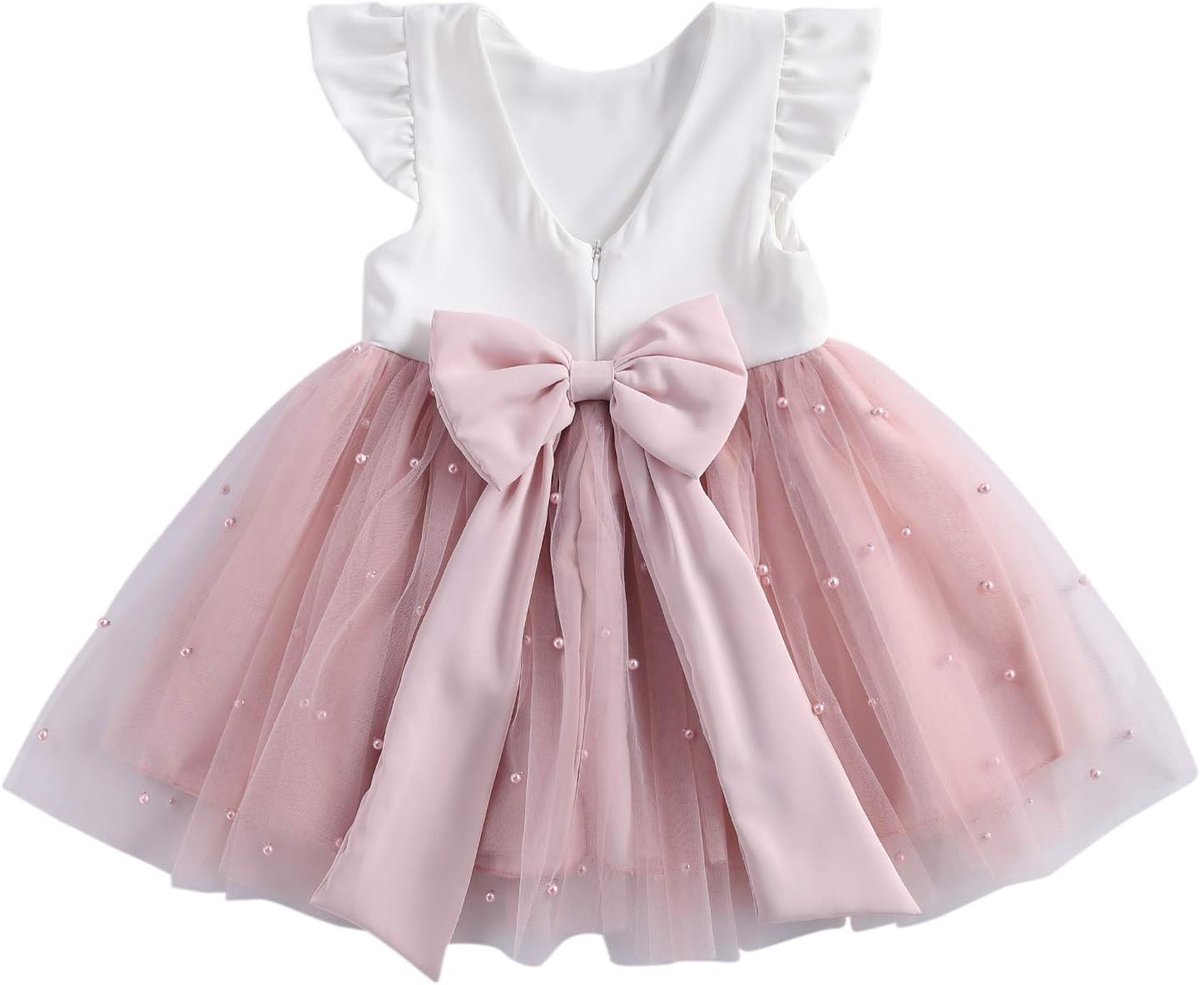 Prinsessenjurk voor meisjes, van roze tule, elegant, zonder rugleuning, tutu voor meisjes, ceremonie, bruiloft