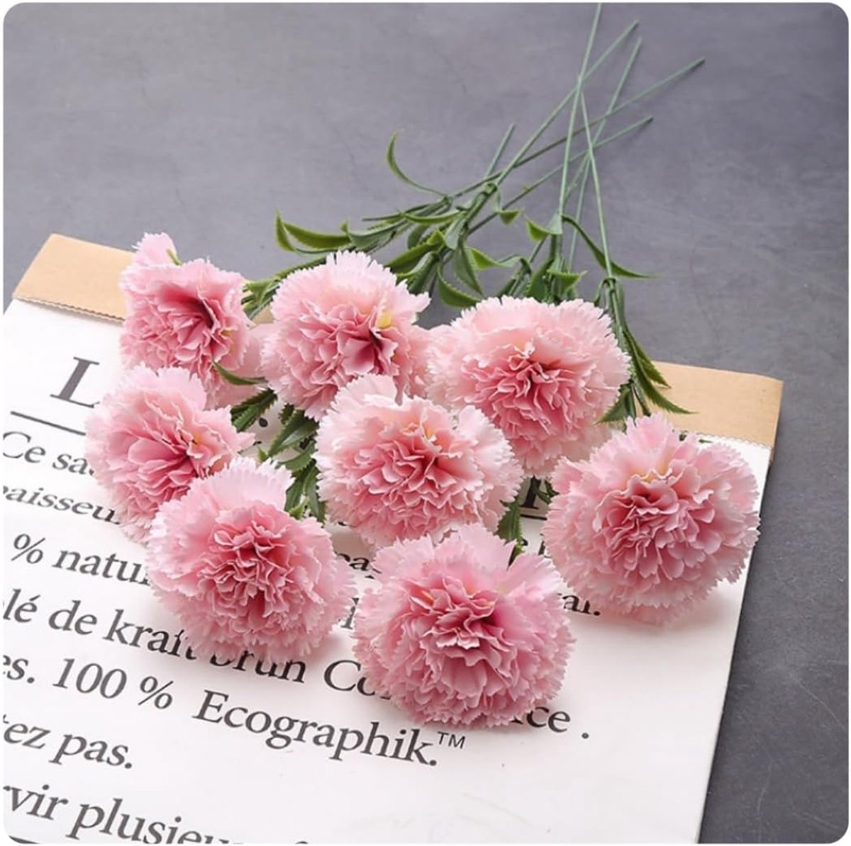 10 stuks kunstanjers, bloemen, boeketten, zijden anjers met 50 cm lange steel, bloemstukken, bruiloft, feest, thuis, kantoor, restaurant, tafeldecoratie, roze 6#