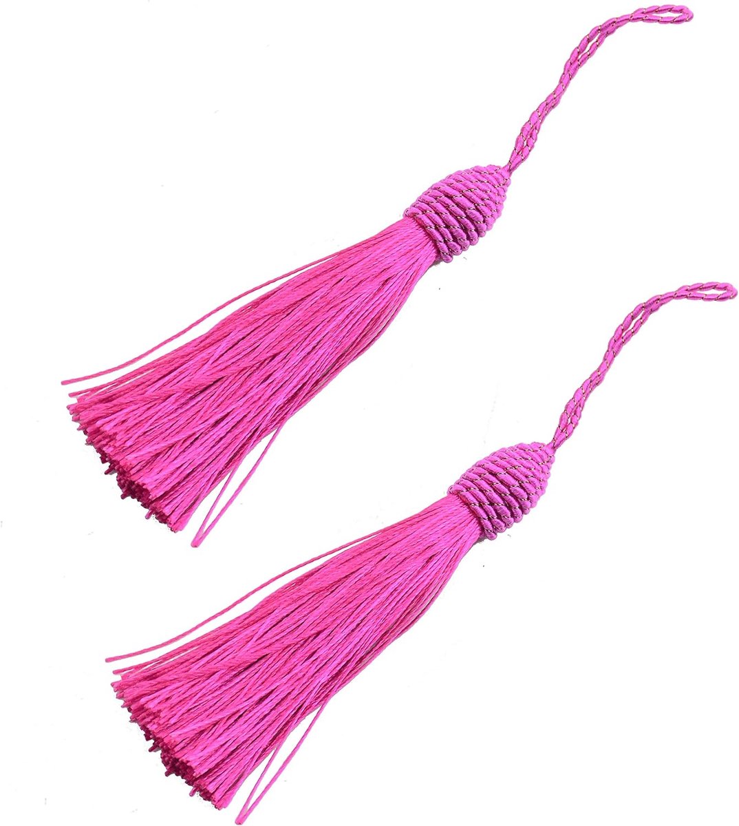 20 stks 15,5 cm/6 inch Zijdeachtige Floss Kwasten met 2-inch Koordlus en Kleine Chinese Knoop voor het Maken van Sieraden, Souvenirs, Bladwijzers, DIY Ambacht Accessoire(Donkere roos)