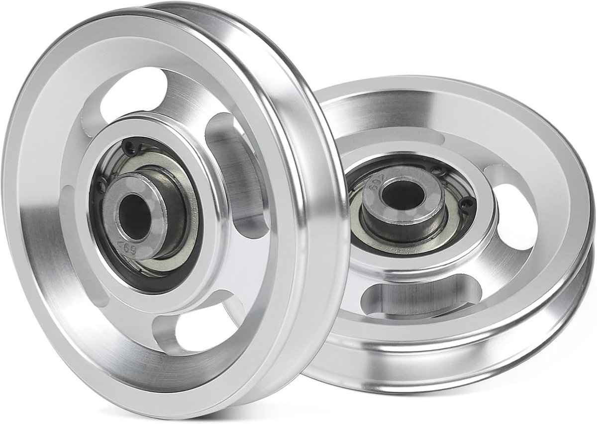 2 Stuks 95 mm Kabelrollen, Fitness Pulleys van Aluminium, 300 kg Laadcapaciteit voor Garage Deuren, Rollersystemen en Krachttraining Accessoires