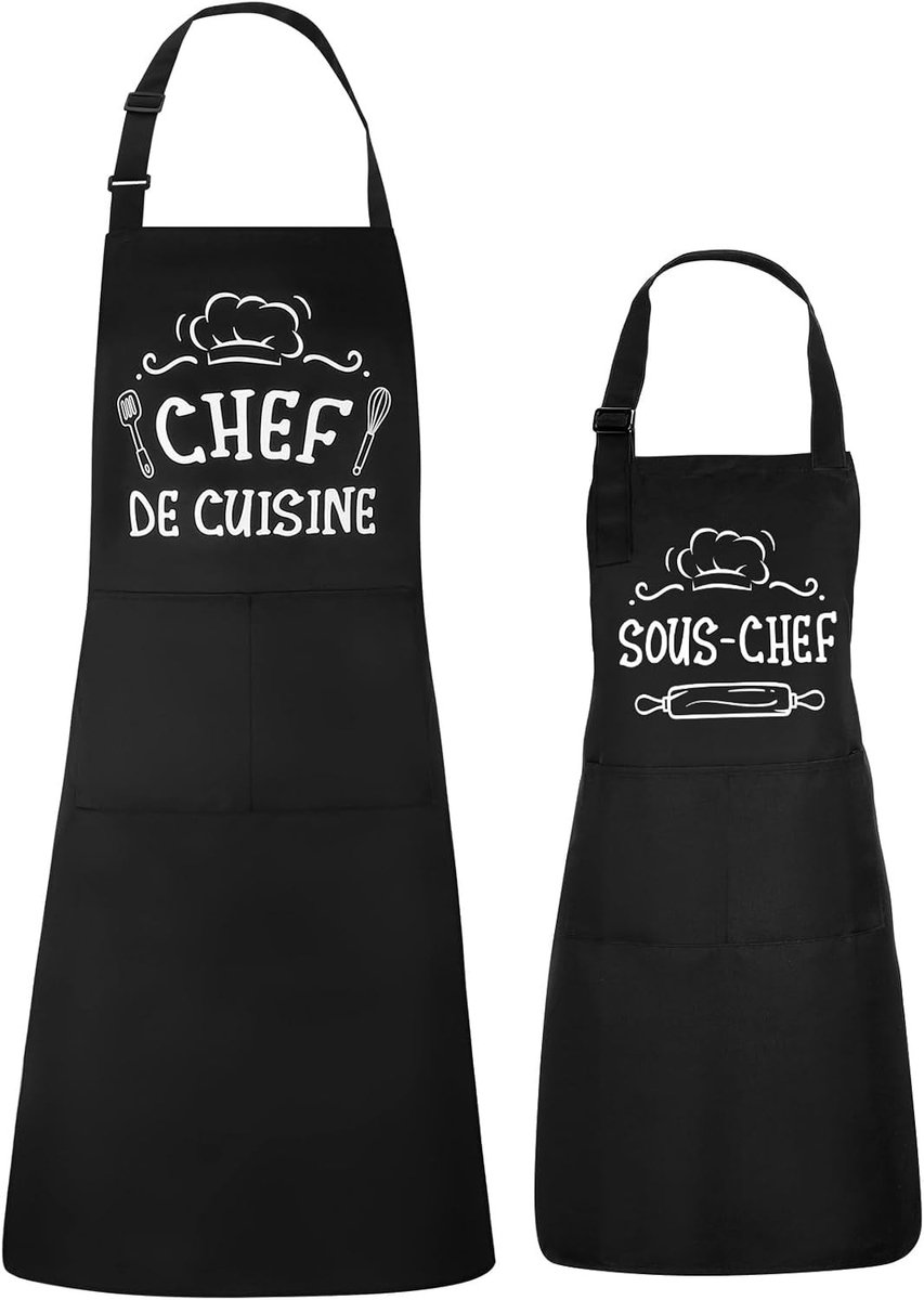 Persoonlijke Keuken Schort Set met 2 Zakjes voor Koken en Bakken, Perfect Cadeau voor Koks