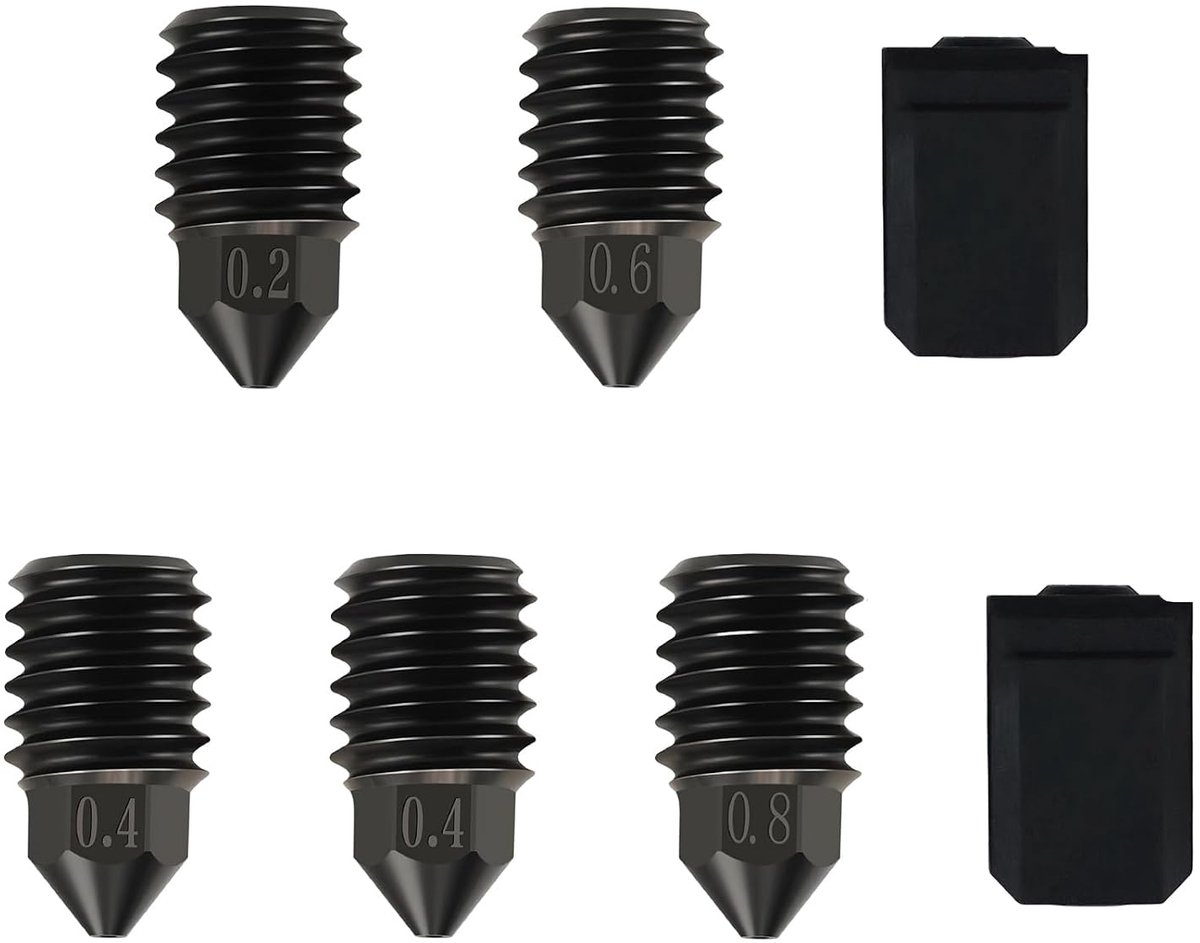 Mondstukken voor 3D-printers - 5 stuks gehard staal - Extra siliconen hoes - Geschikt voor Anycubic en Flashforge - ShopVlot