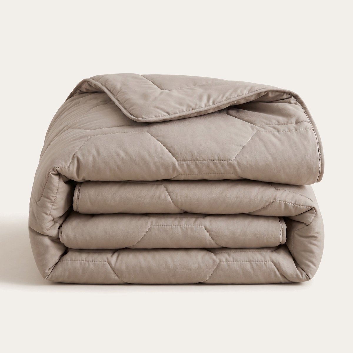 HappyBed Dekbed zonder overtrek 140x200 - Wasbaar Dekbed - Bedrukt dekbed zonder hoes - Hoesloos Dekbed - Eenpersoonsdekbed - Taupe