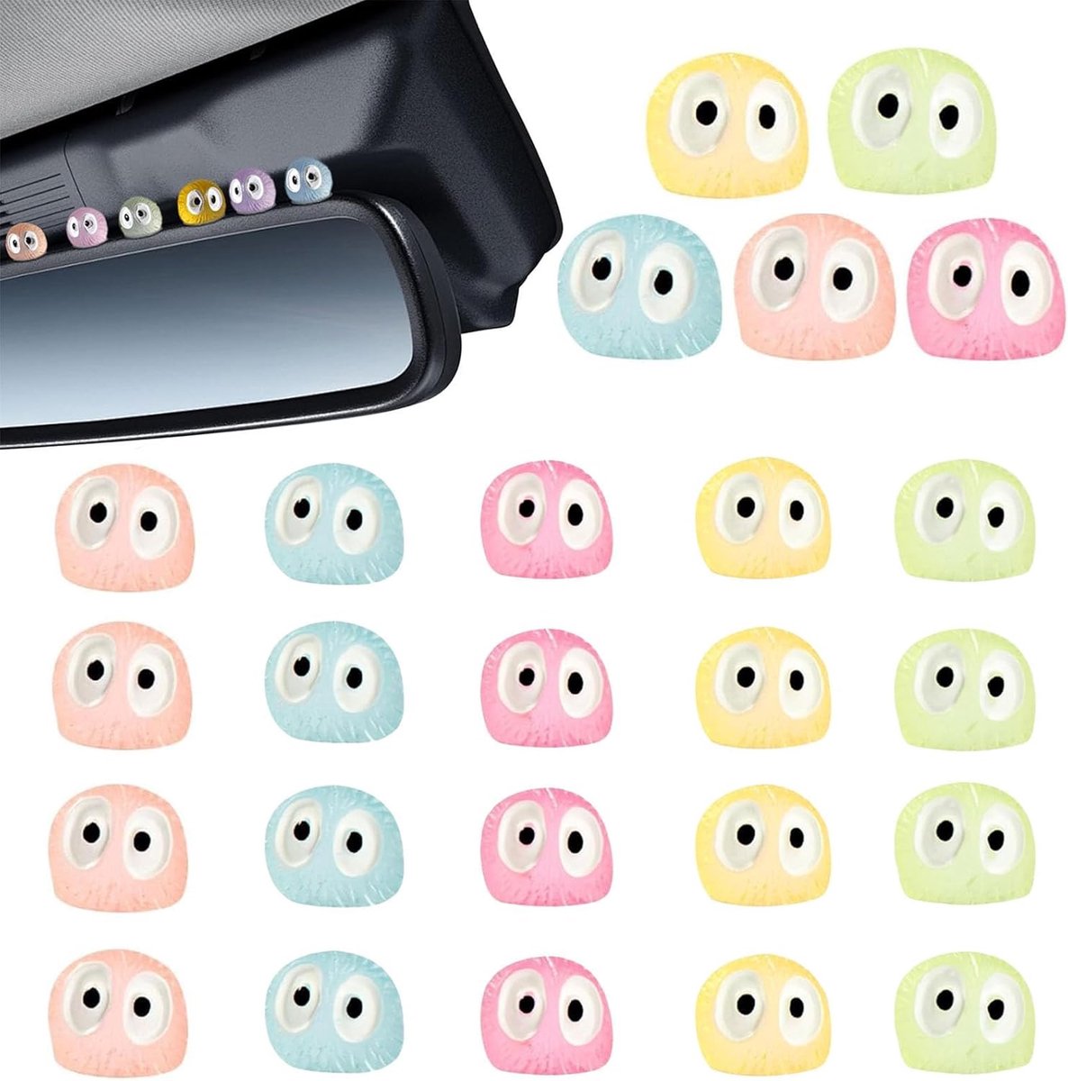 dinghaole Lot van 20 lichtgevende en kleurrijke zwarte dakramen, leuke auto-accessoires, anime-decoratie voor - ShopVlot