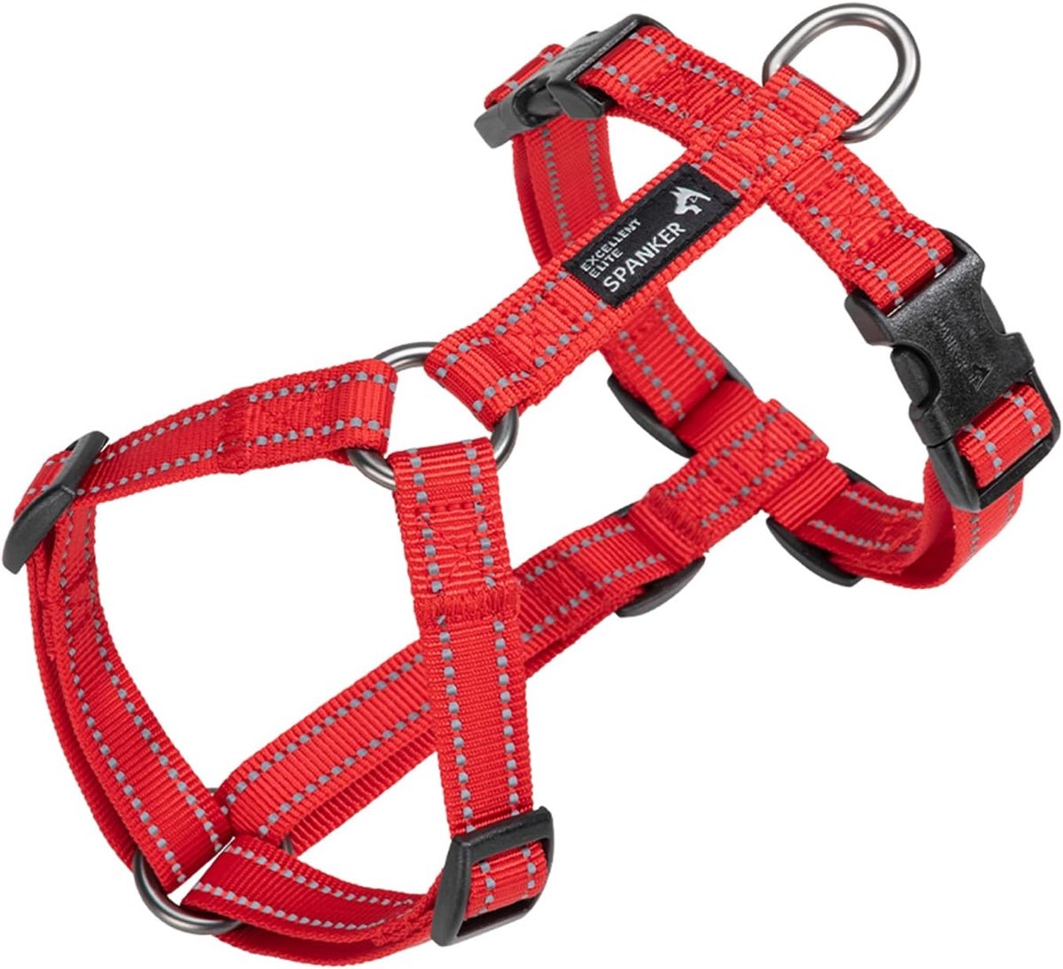 SnelShoppen - Hondenharnas Nylon Reflecterend Verstelbaar L-Model voor Kleine, Middelgrote en Grote Honden - Ideaal voor Wandelen en Training - Rood M
