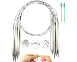 Neodtx Stainless Steel Knitting Needles 40cm Circular Knitting Needles, Replaceable, Sock Knitting Needles, Beginners - ShopVlot