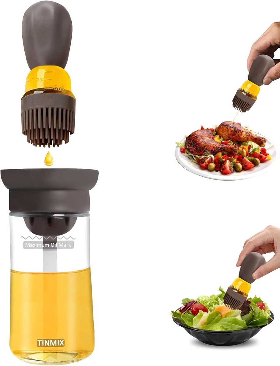 2-in-1 Olive Oil Dispenser with Brush and Silicone Basting Brush - ShopVlot