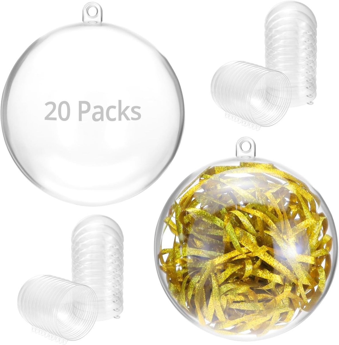 Set van 20 Transparante Plastic Ballen met een Diameter van 8 cm voor Kerstdecoratie en Vullingen