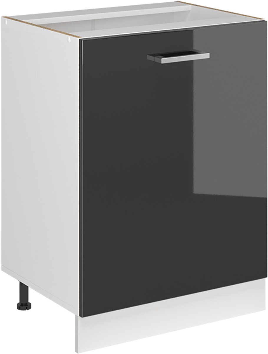 Vicco Keukenonderkast R-Line, Antraciet Hoogglans/Wit, 60 cm met 1 deur zonder werkblad