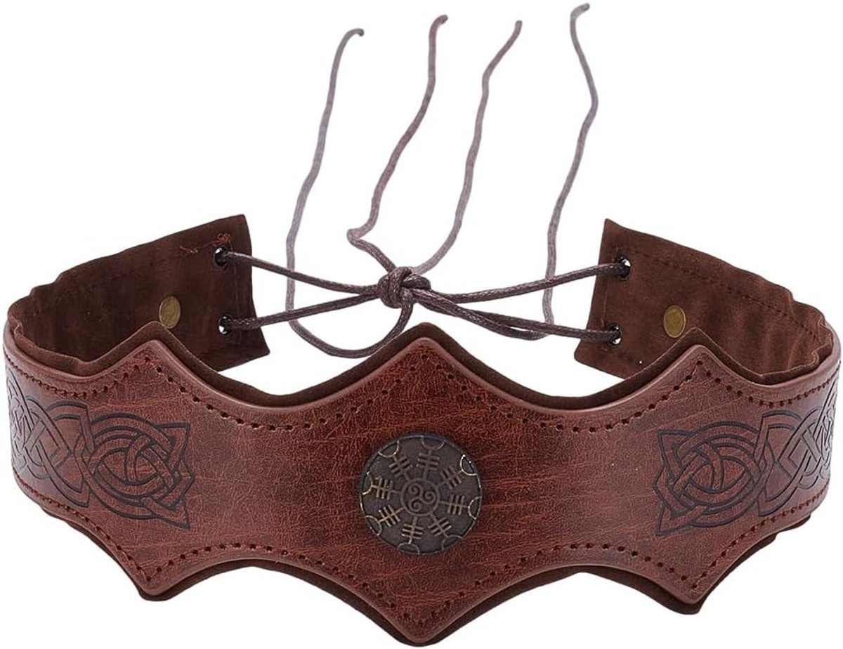 Retro Vintage Faux Leather Fascinator in Bruin voor Renaissance en Viking Cosplay Accessoire voor Halloween en Feestjes