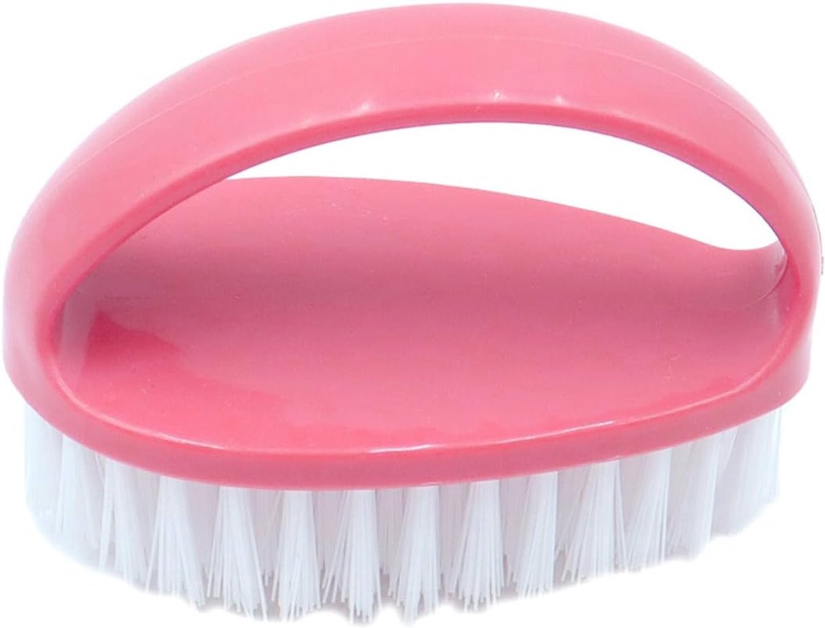 Reinigingsborstel, 4 stuks, plastic schoenreinigingsborstel met harde borstelharen voor kleding, schoenen, huishouden, roze