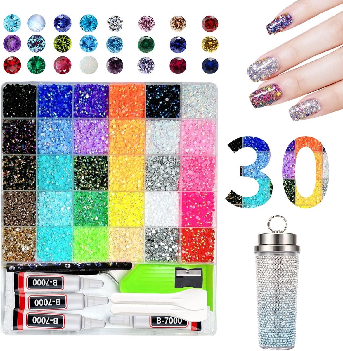 Glinsterende Strass-Steentjes Kit Met Lijm En Pen | Ideaal voor Doe-Het-Zelvers En Knutselaars, Inclusief Pincet En Dienblad