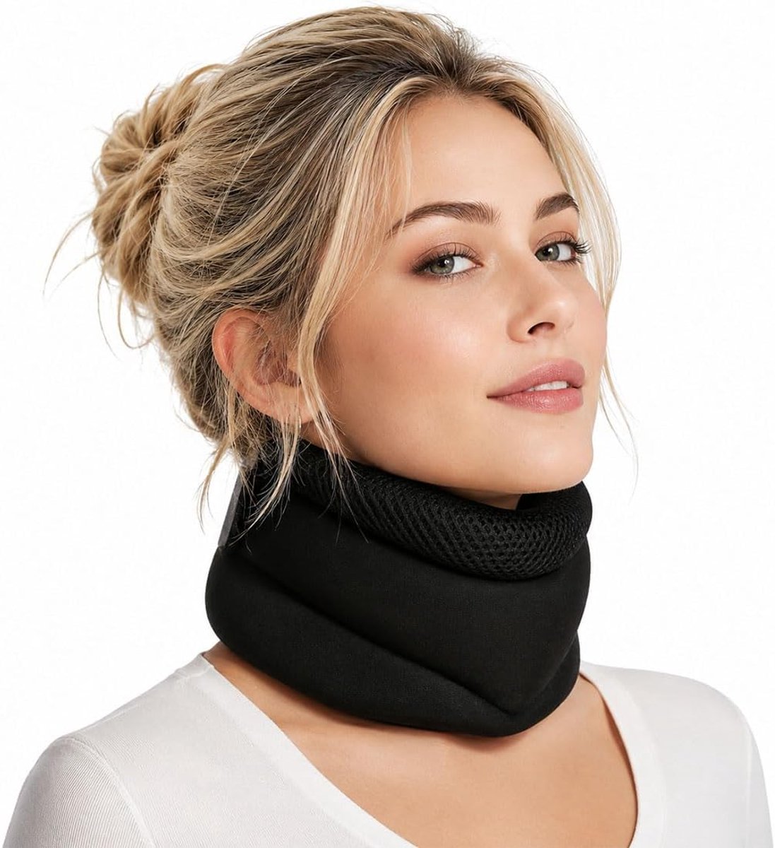 1 x nekbandage voor pijn, halfstijve halsband voor pijnlijke cervicale, nekband ondersteunt drukontlasting, cervicale hals voor dames en heren