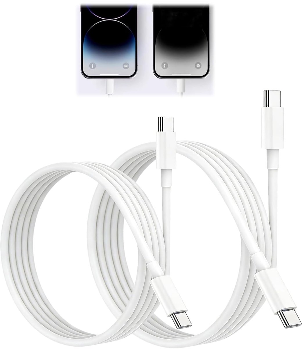 USB C-kabel 1 m en 2 m - oplaadkabel - 60 W PD snellaadkabel - ideaal voor smartphones en laptops - ShopVlot
