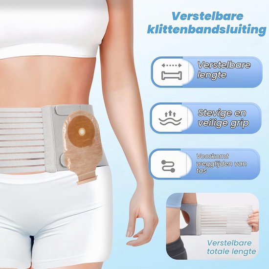 Verstelbare Steunband voor Stoma en Hernia met Openingen voor Colostomie en Preventie van Parastomale Hernia's (M) — afbeelding 3