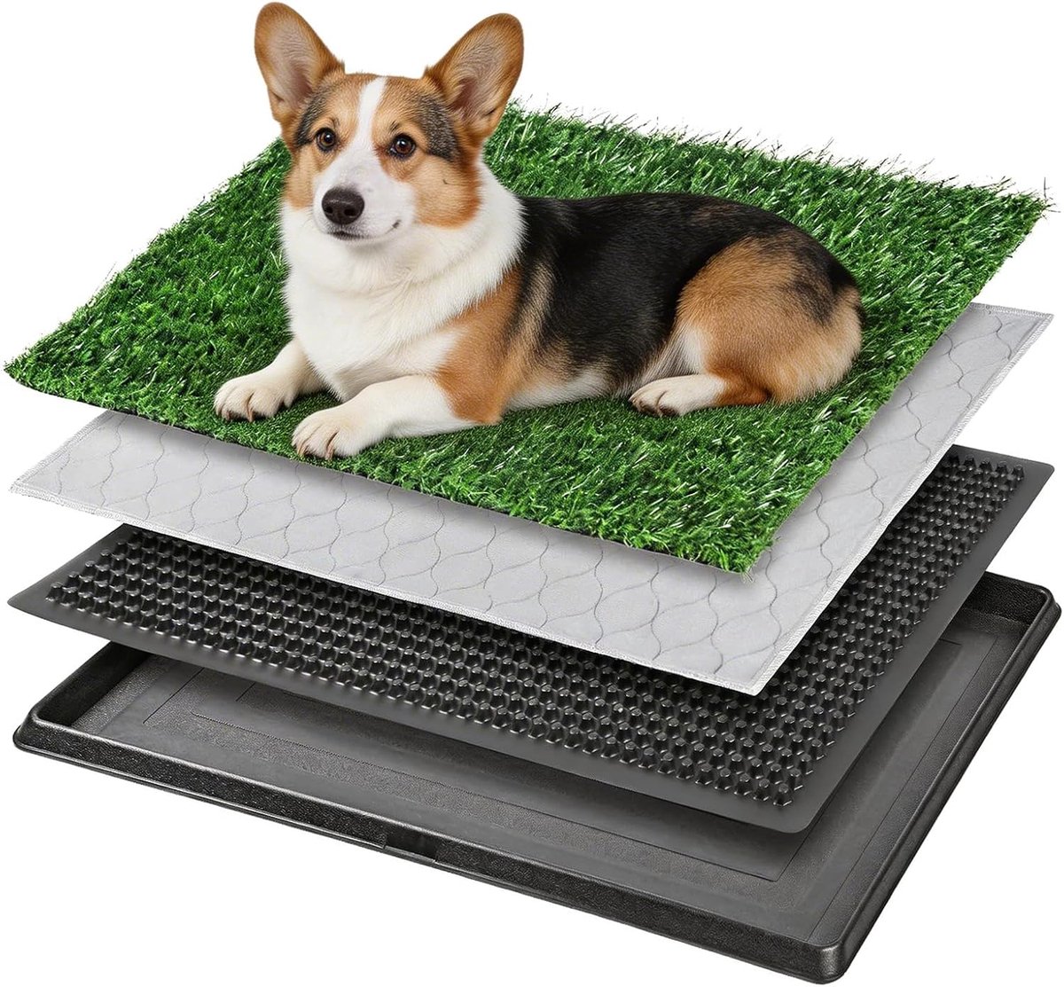 Dog Toilet with Tray, Artificial Grass Toilet Trainer System, Reusable Mat for Dogs, Portable Dog Toilet for Indoor - ShopVlot