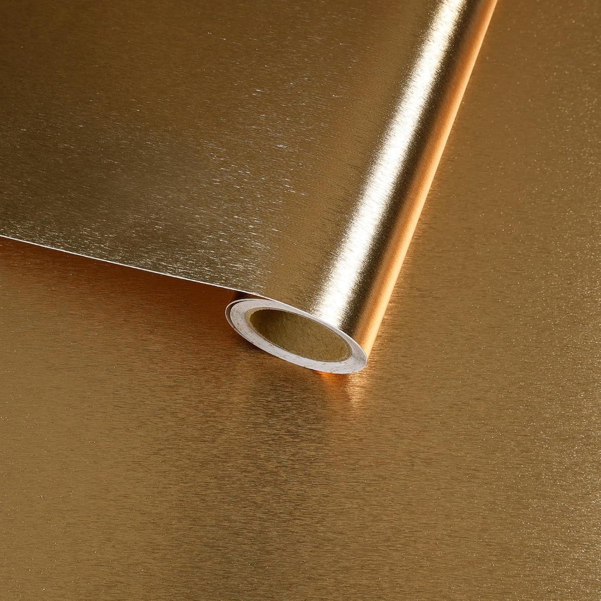 Behang zelfklevend 30 cm x 300 cm - roestvrij staal - geborsteld goudkleurig - retro luxe voor keuken - ShopVlot