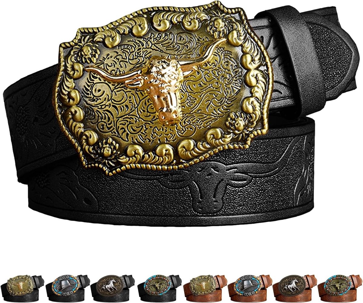 Leren Cowboyriem voor Mannen met Buckle - Perfecte Accessoires voor Halloween en Carnaval, Ideaal als Cadeau