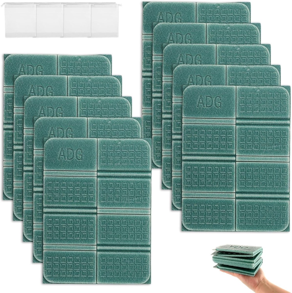 Set van 10 Opvouwbare Zitkussens voor Buiten, Donkergrijs, 38 x 28 cm, Comfortabel en Weerbestendig