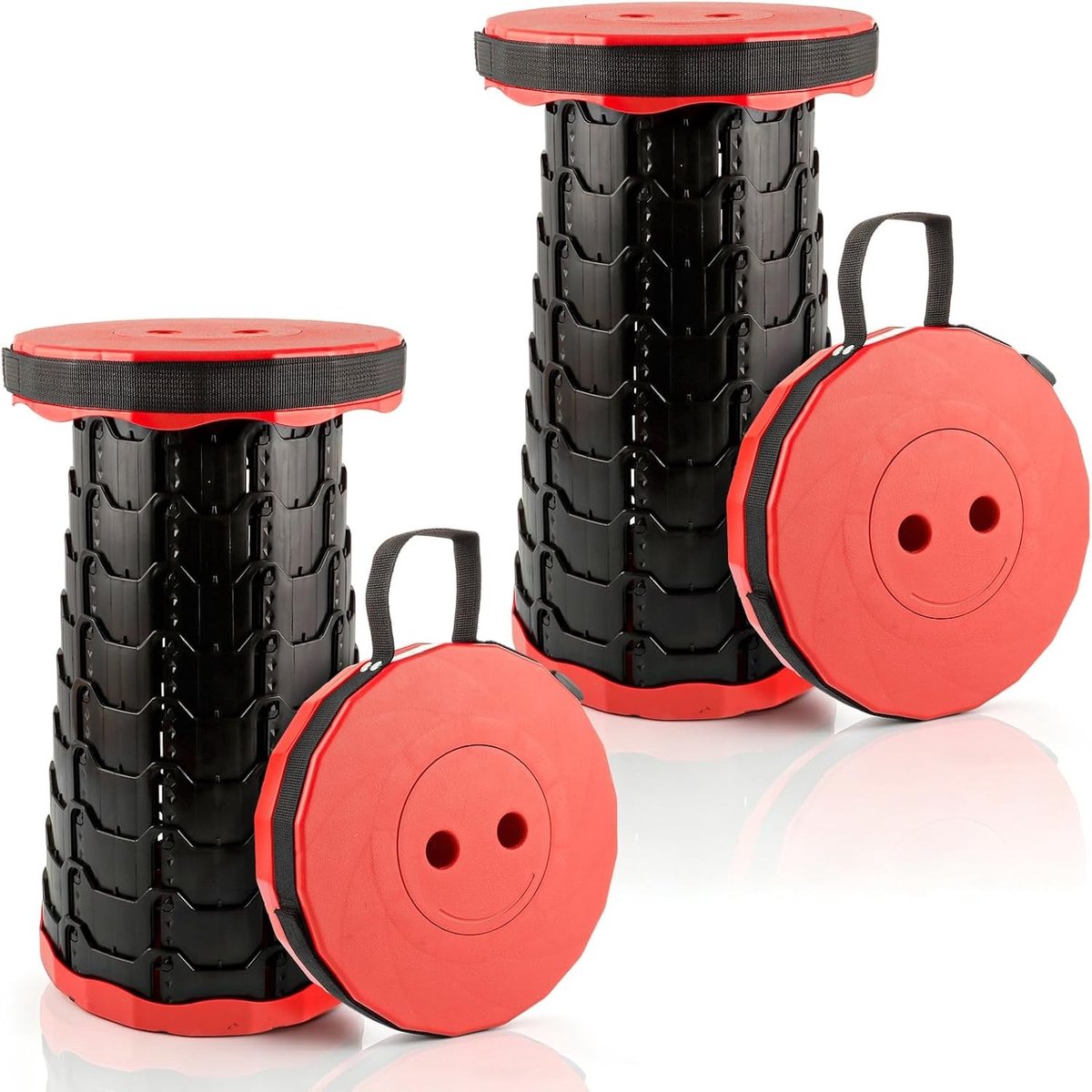 2 Stuks Draagbare Telecopische Stoelen, Verstelbare Vouwstoelen voor Kamperen, Vissen en Reizen, Tot 200 kg Belastbaar, Rood