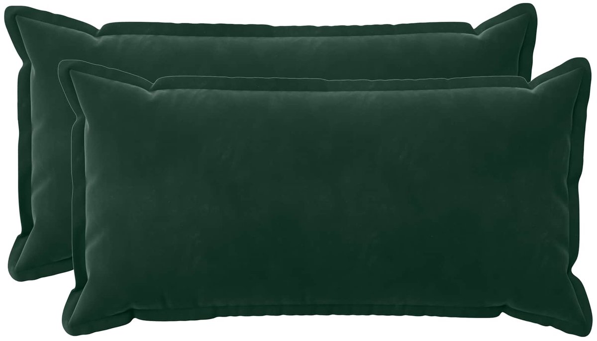 vidaXL Dekenkussen - 2 - st - HOUTEN - Donkergroen - 40 - x - 70 - cm - fluweel