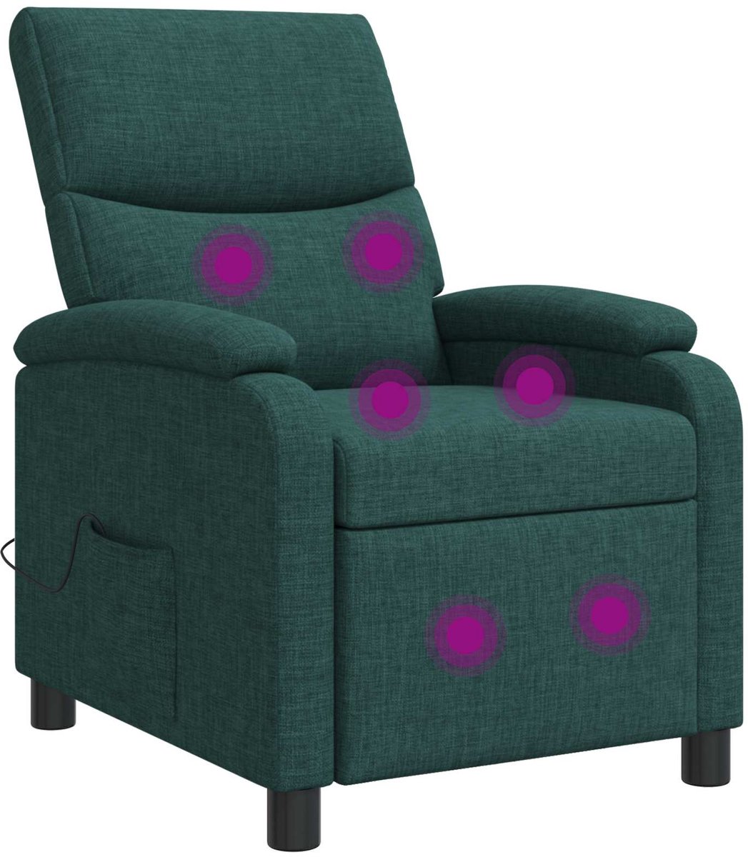 vidaXL Massage - Relaxstoel - Donkergroen - Stof