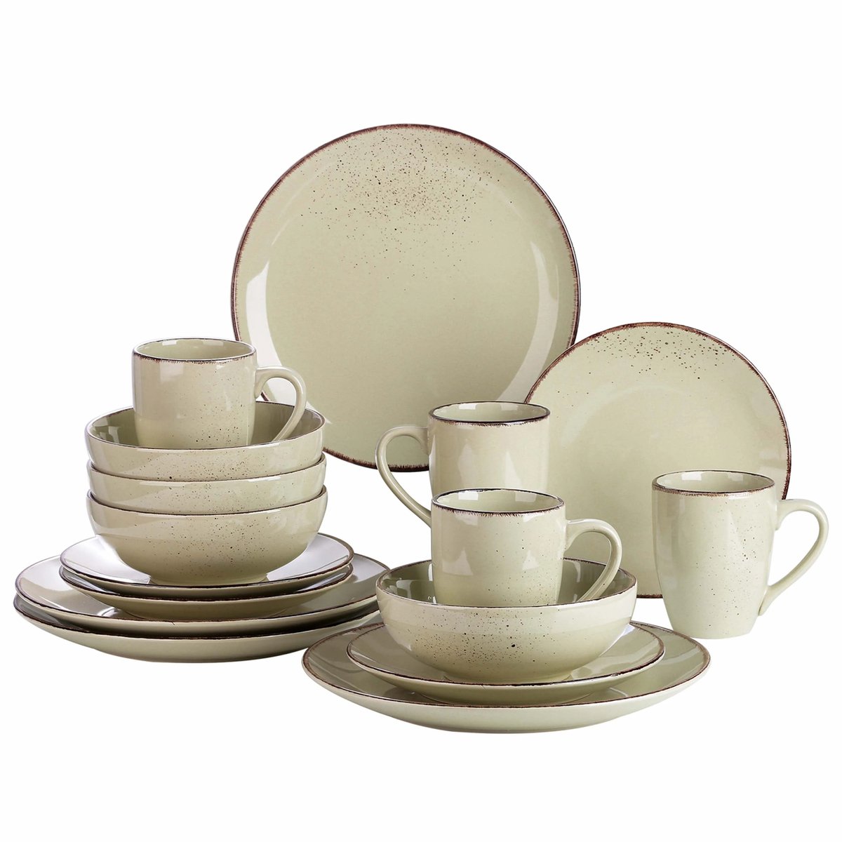 Homezo serviesset - Dinerset - Tafelgerei - 32 delig - 8 Personen - Dinerborden, dessertborden, kommen, mokken - Keramisch- Beige