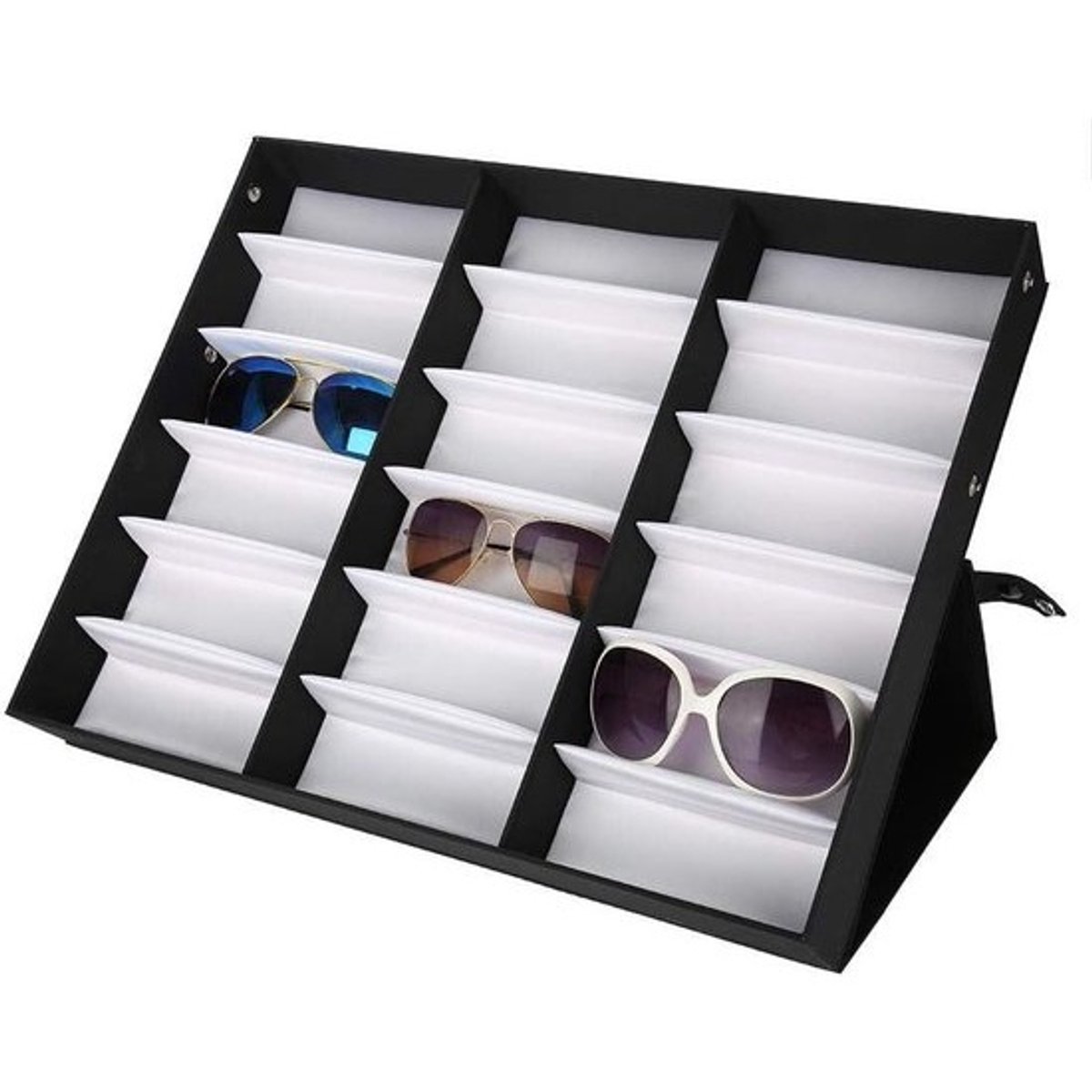 Brilhouder en opbergdoos voor 18 brillen - Voor zonnebrillen en leesbrillen - 47.5 x 37.5 x 6 cm