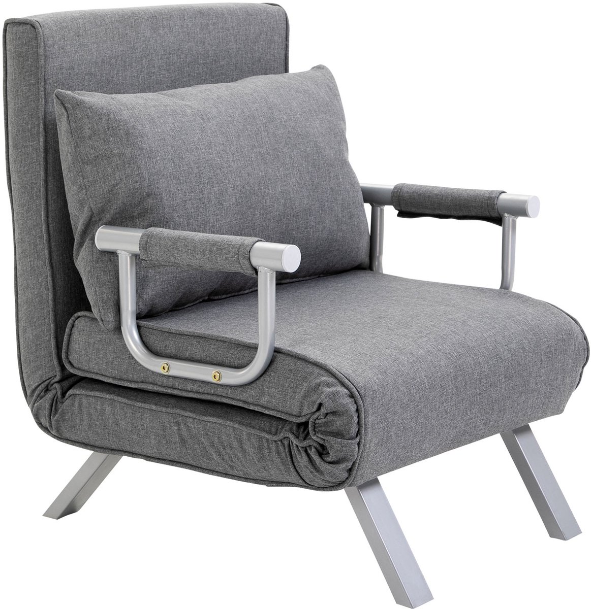 Homona Slaapfauteuil - Met 5-standen verstelbare rugleuning, kussen en afneembare hoes - 65 x 69 x 80 cm - Grijs