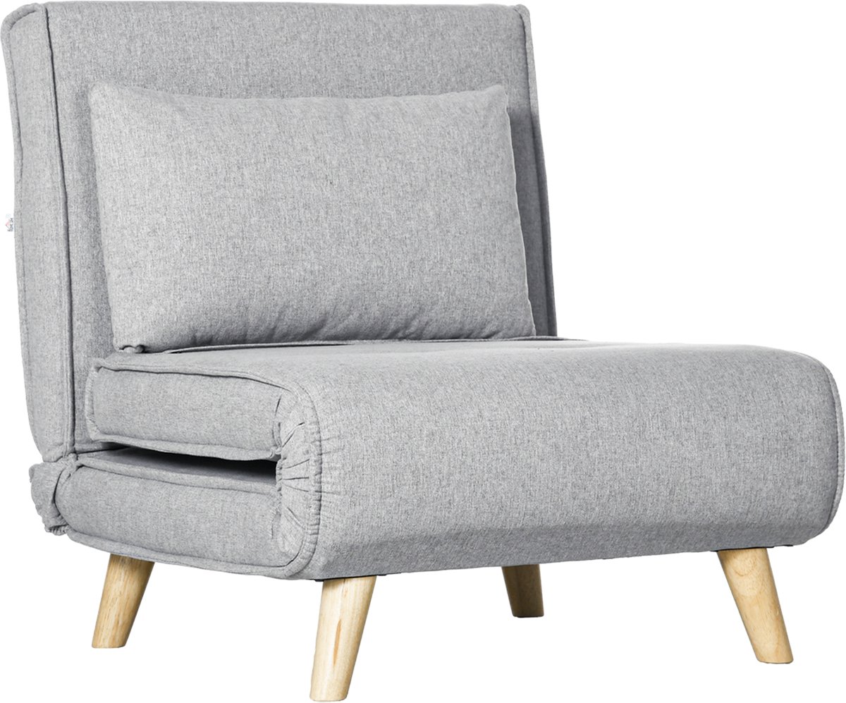 Homona Slaapfauteuil met 6-standige rugleuning - Met kussen - 72 x 78 x 79 cm - Lichtgrijs