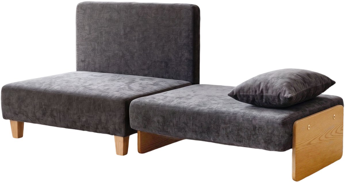 Homona Slaapfauteuil - 2-in-1 met slaapfunctie en 2 kussens - Met zijvakken - 94 x 63 x 89 cm - Donkergrijs