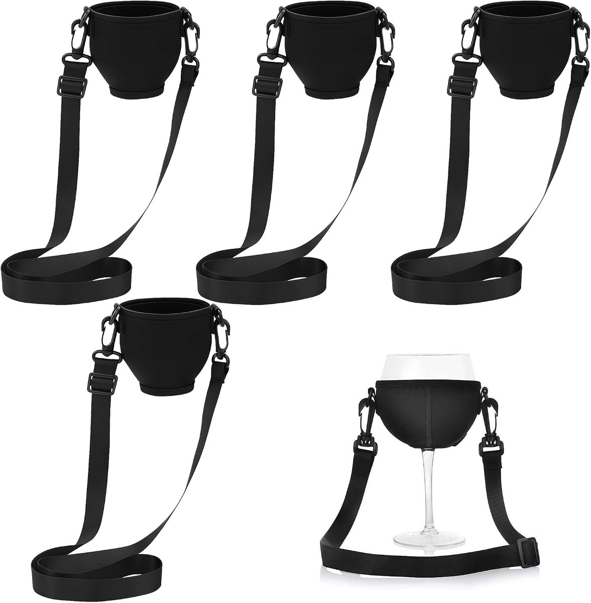 Wijnglashouder om te dragen – 4 stuks Neopreen wijnglashouder voor wijnfeest, bruiloft, feest - ShopVlot