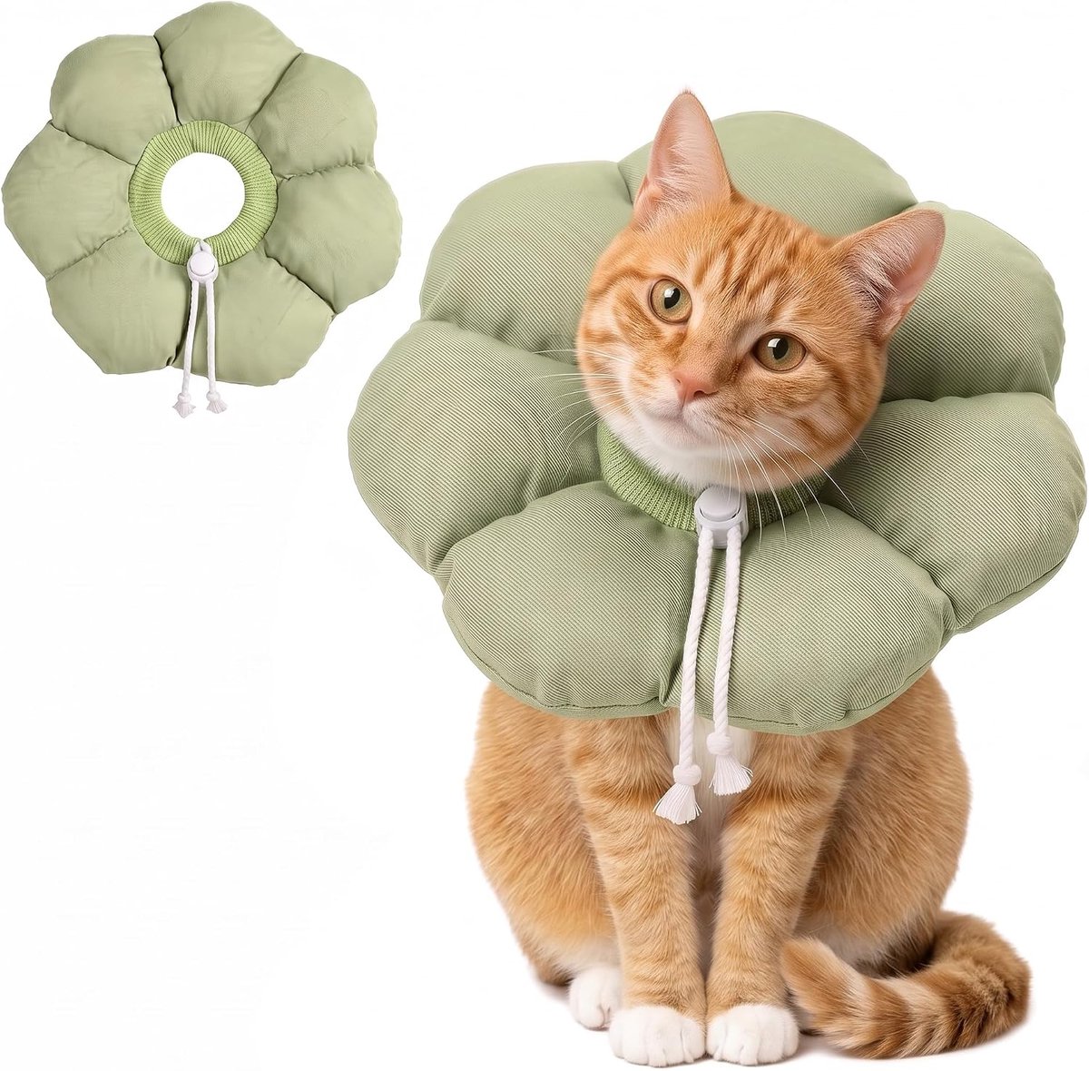 Avont Elisabethanic Cat Collar Soft Cat Collar - Prevents Postoperative Licking for Cats and Small Dogs, Sage Green (M) - ShopVlot