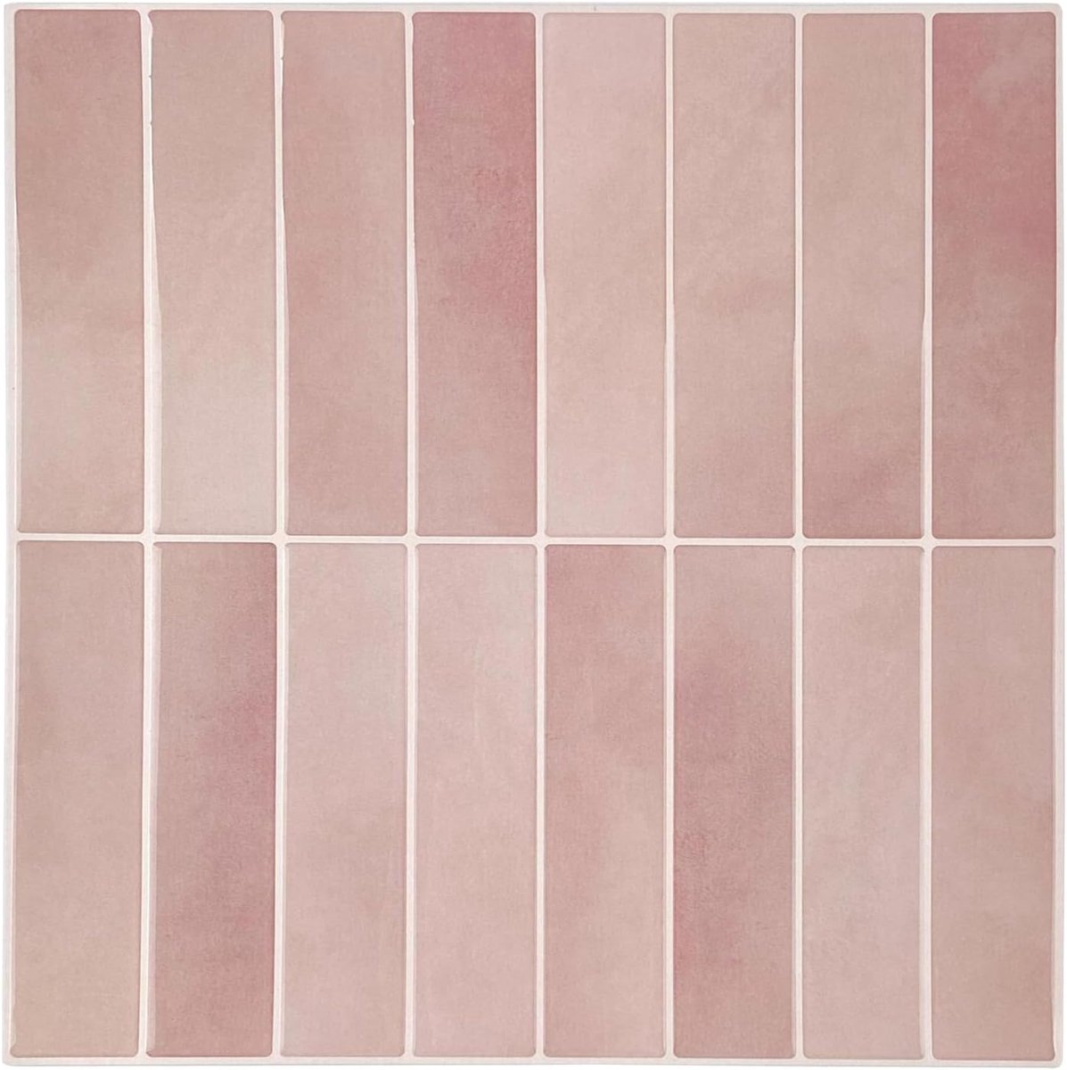Tegelstickers, plaktegels, wandtegels, 10 stuks, roze, zelfklevende tegels voor keuken, badkamer, tegeldecoratie (30,5 x 30,5 cm, 0,93 m²)