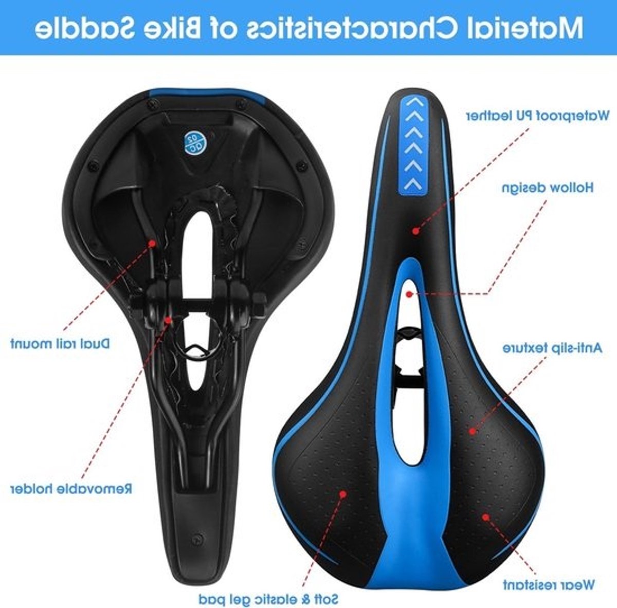 Comfortabel en ergonomisch fietszadel voor heren met zacht gel-traagschuim - Racefiets, mountainbike en stadsfiets