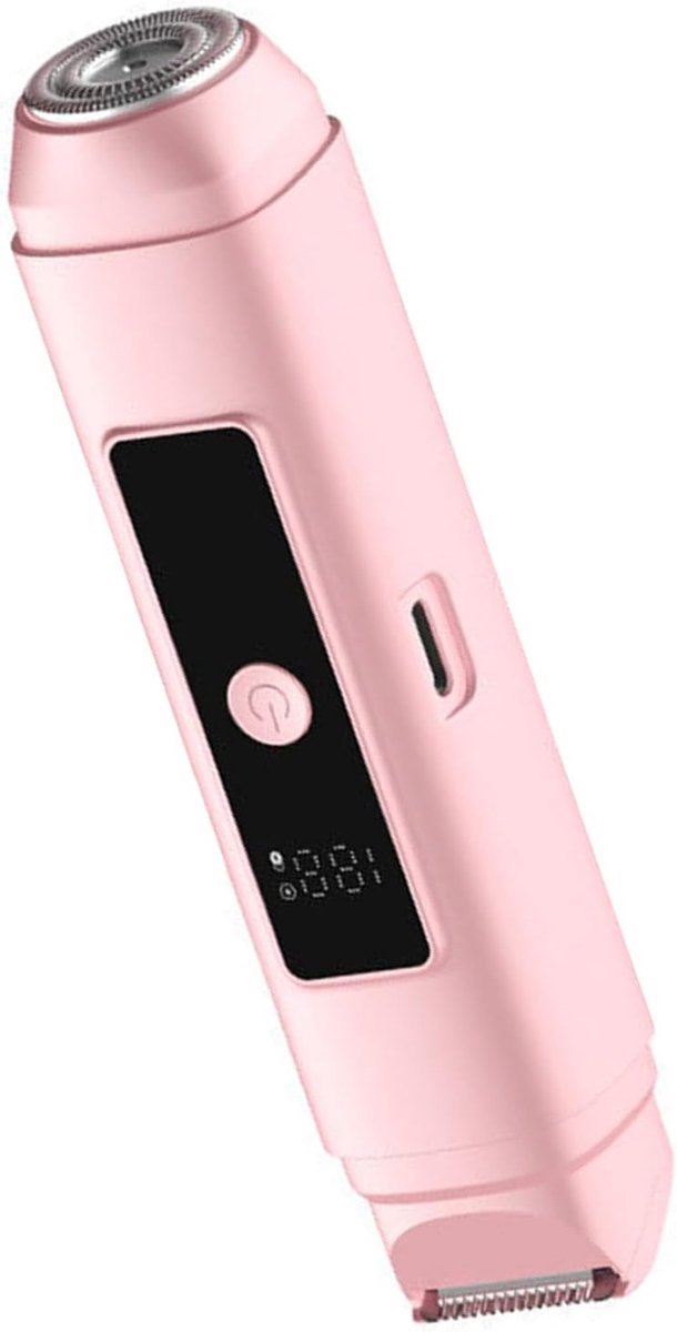 Dit 2-in-1 elektrische scheerapparaat geschikt voor vrouwen is geschikt voorzien van een led-display en dubbele mesjes geschikt voor het trimmen van gezichts- en beenhaar.