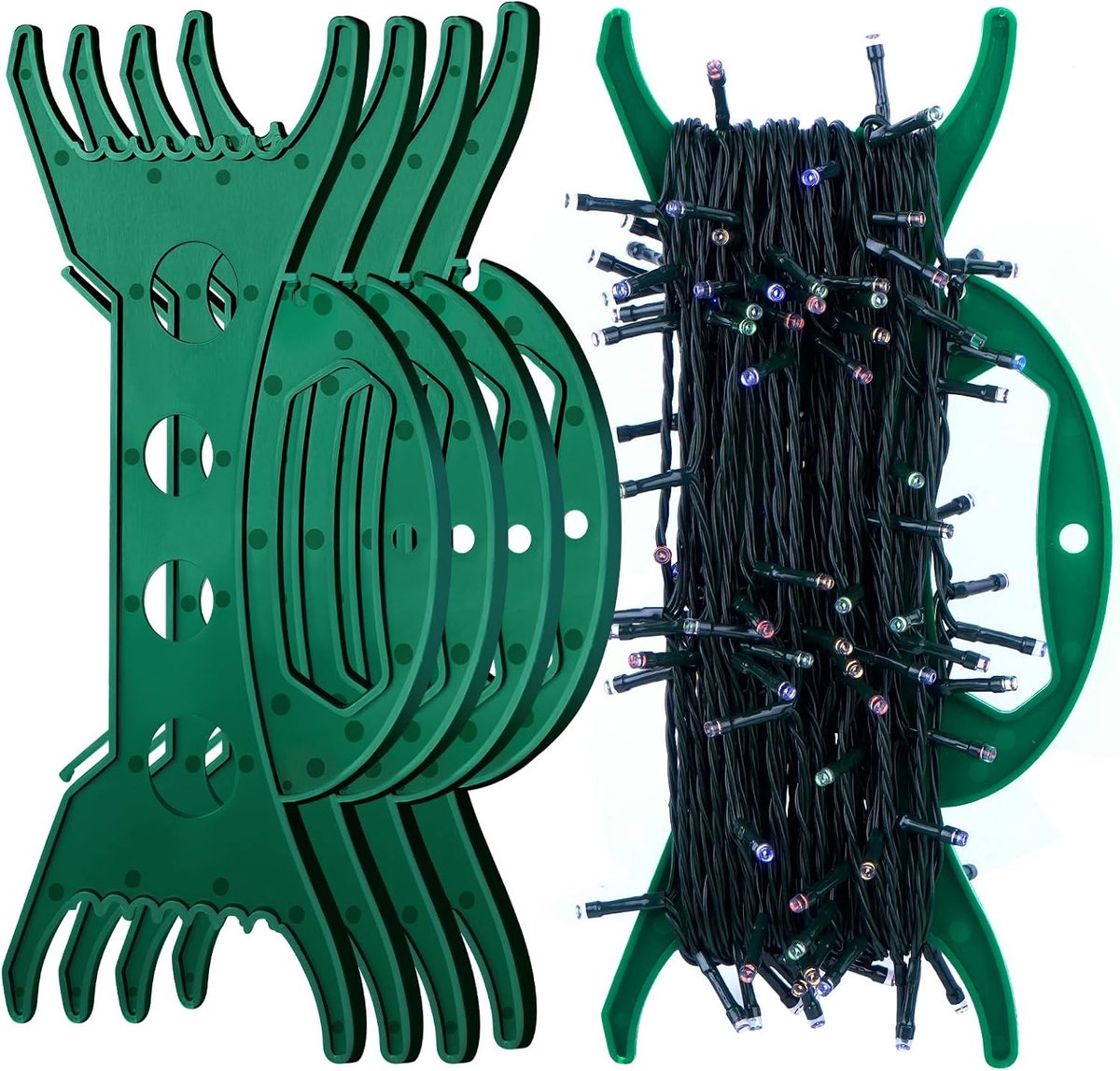 4 Stks All Purpose Licht Opslag Houder 30Cm Kerst Licht Organizer voor Wind Up Vakantie Extension Koorden Touwen Draden String Slingers Kralen Groen