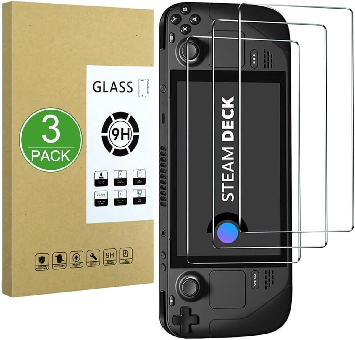 Schermbeschermer Compatibel met Valve Steam Deck, 3 Pack [9H Hardheid,Hoge Gevoeligheid,Breukvast] 2.5D High Definition Gehard Glasfolie voor Valve Steam Deck