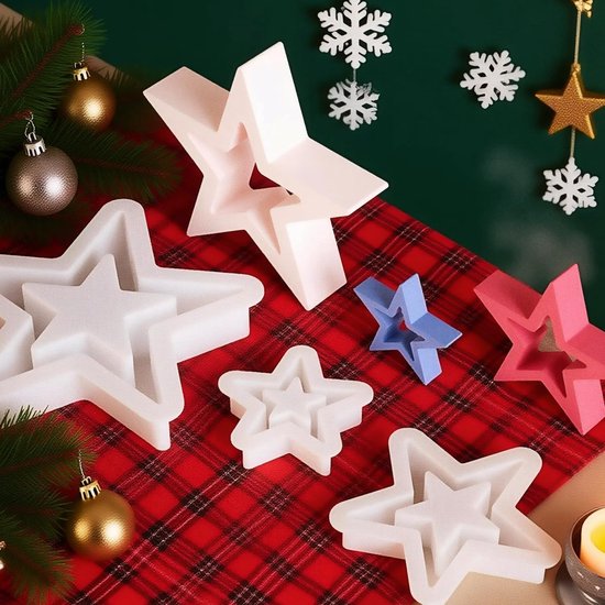 Vorm voor kandelaars, 3D-epoxyhars, voor doe-het-zelf winter, Kerstmis, sfeer, feest, meubeldecoratie, 3 stuks — afbeelding 5