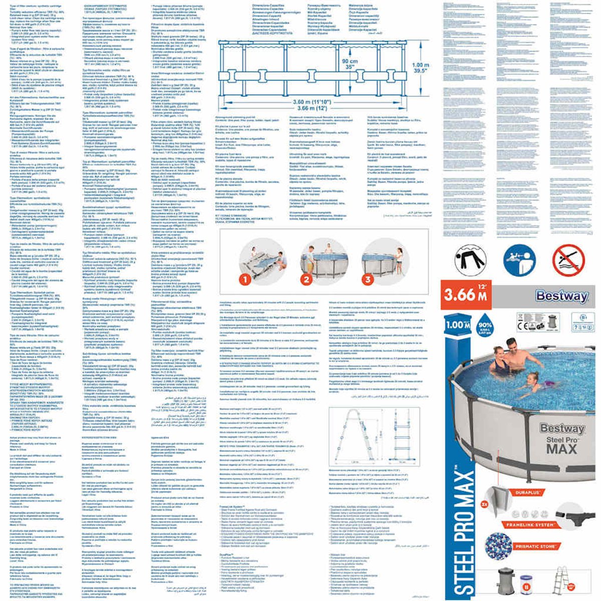 Bestway Steel Pro MAX zwembad - 366 x 100 cm